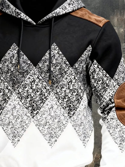 Men's Vintage Color-Block Hooded Sweatshirt