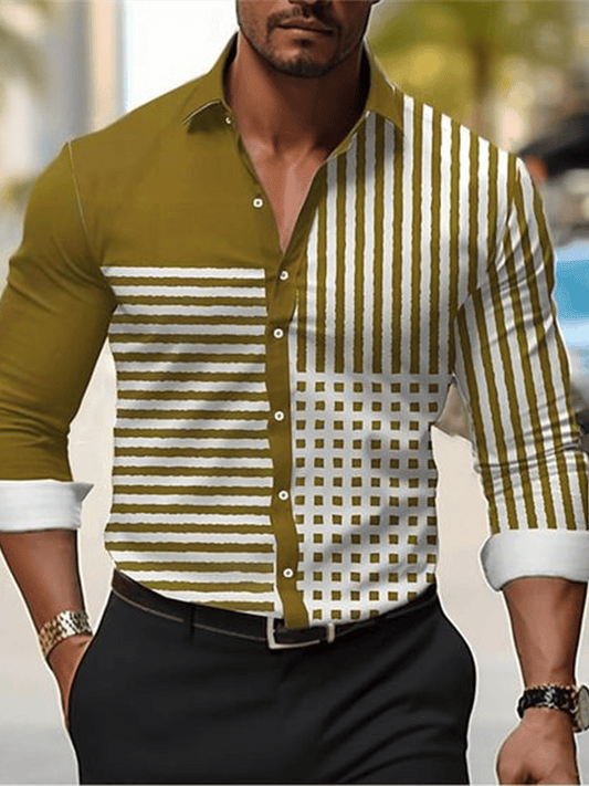 Men's Plaid Business Long Sleeve Shirt