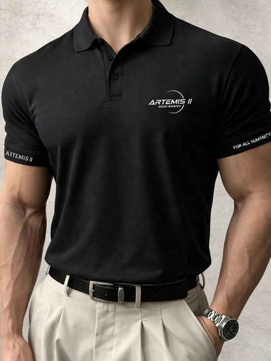 Men's Artemis II Commemorative Edition Casual Short-Sleeve Polo Shirt