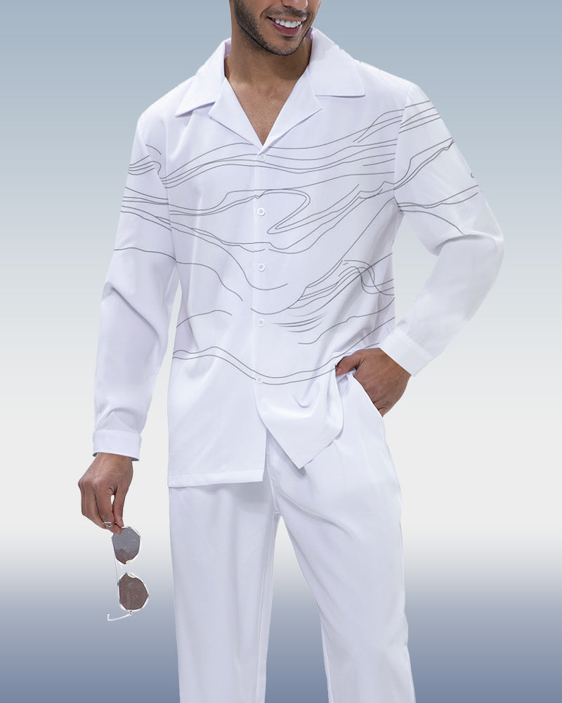 Men's Art Print Two-Piece Long Sleeve Walking Set 217