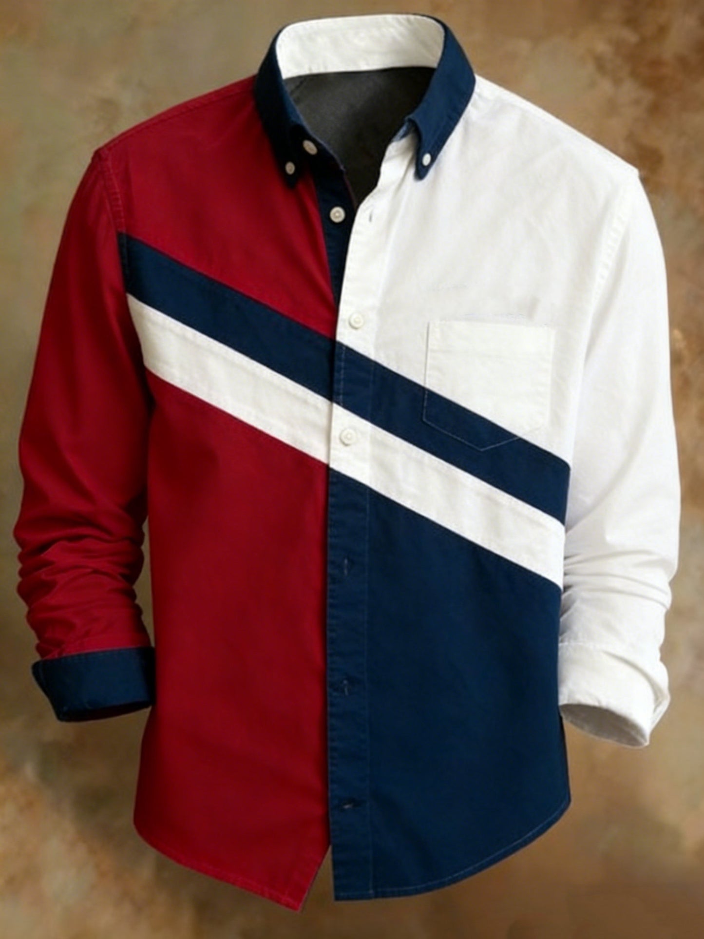 Men's Retro TH Striped Pattern Print Shirt