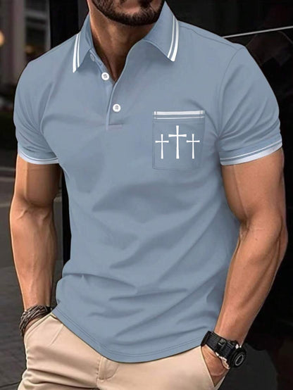 Men's Retro Faith  Casual Printed Polo Shirt