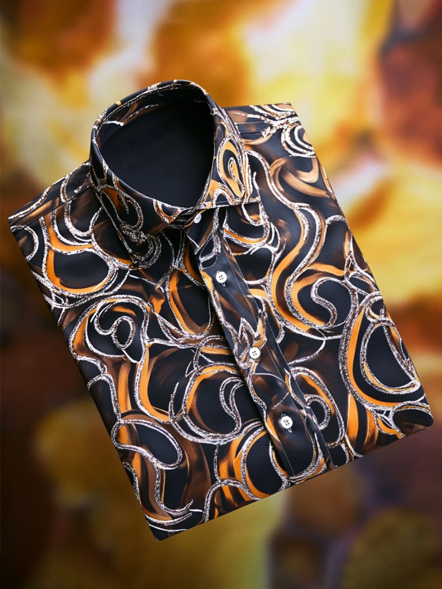 Men's Satin Luxe Long Sleeve Button Down Shirt