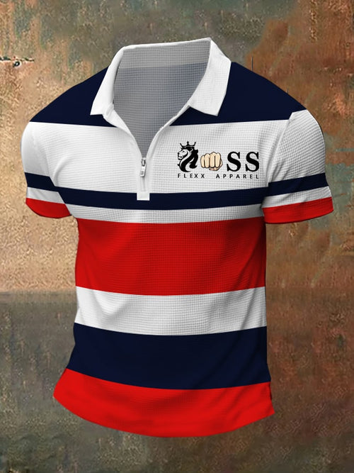 Men's Contrast Waffle Zip Polo