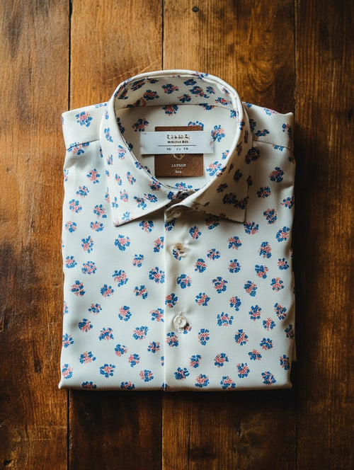 Men's Business Casual Floral Lapel Short Sleeve Shirt