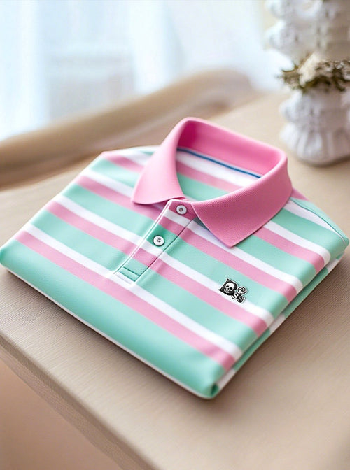 Men's Business Casual Button Short Sleeve Polo Shirt