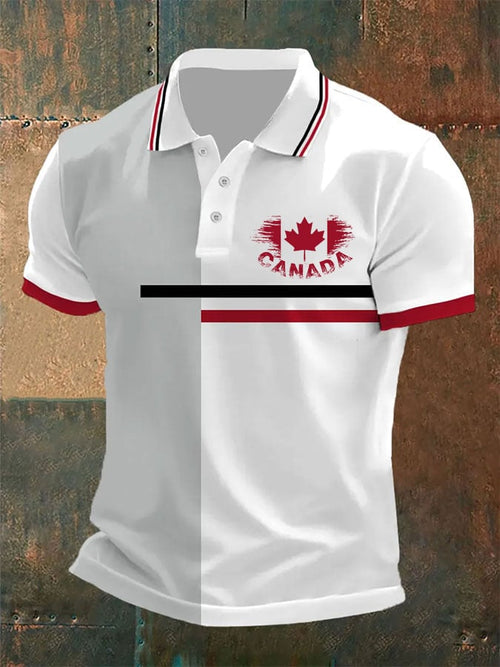 Men's Canadian Flag Casual Polo Shirt