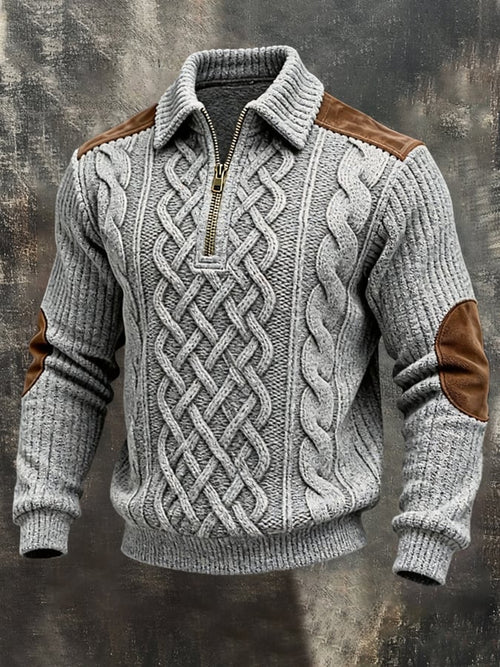 Men'S Vintage-Style Distressed Textured Knit Sweatshirt
