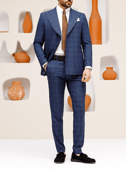 Men's Retro Single Breasted Plaid Gentleman Business Suit Jacket