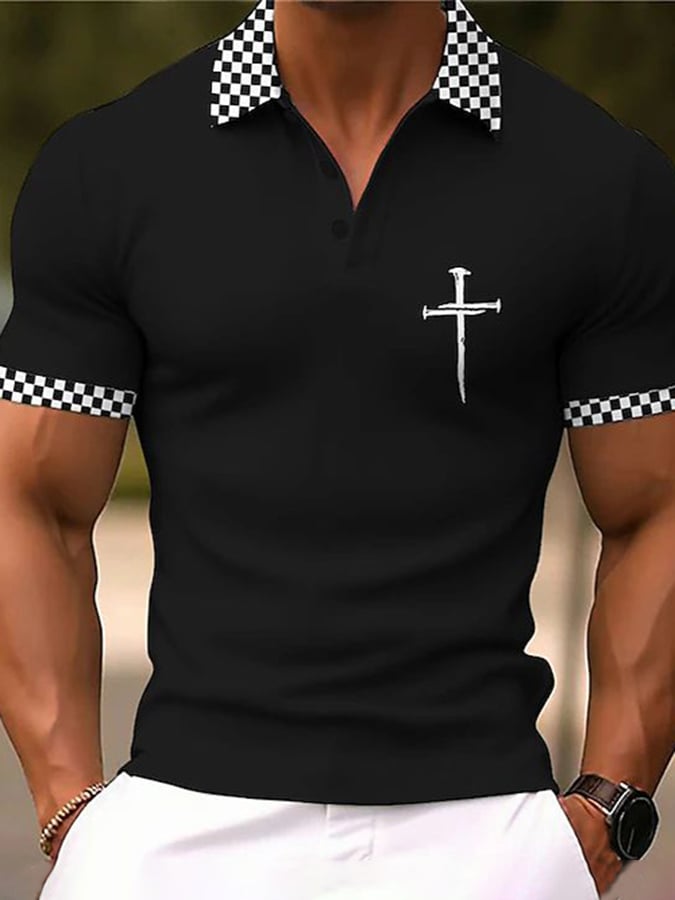 Men's Casual Contrast Color Faith Polo