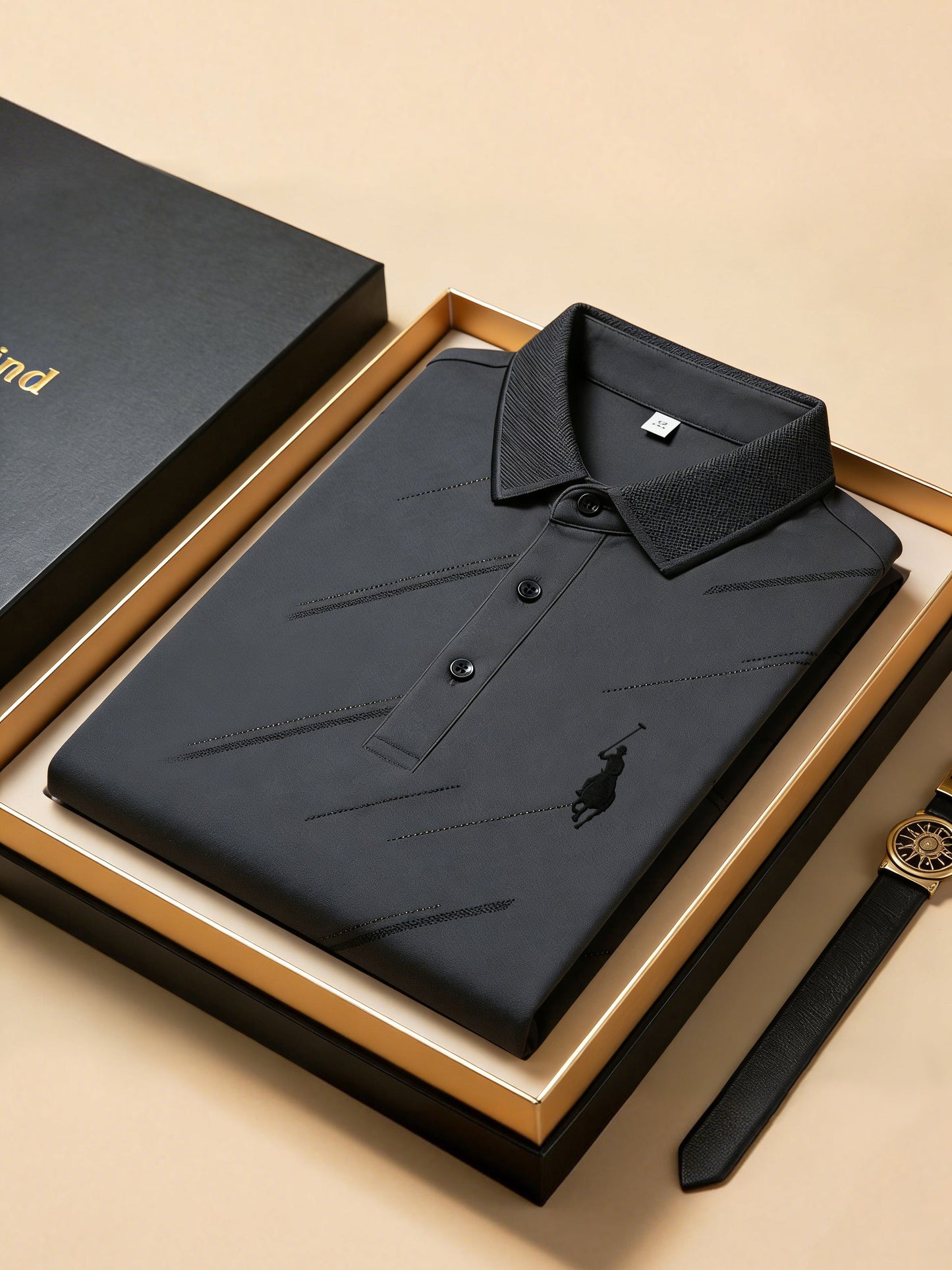 Men's Business Style Print Short Sleeved Polo Shirt