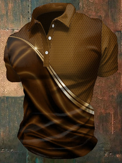 Men'S Casual Gradient Business Style Short-Sleeved Polo Shirt