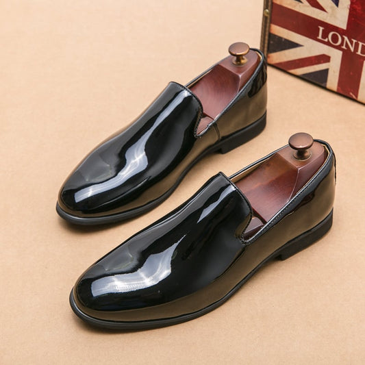 Men'S Fashion Gradient Color Casual Shiny Leather Shoes