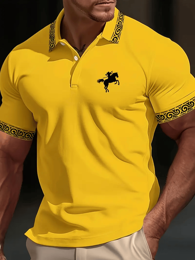 Men's Business Logo Button-Down Short Sleeve Polo Shirt