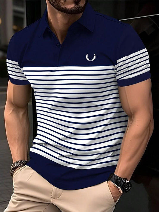 Men's Business Logo Button-Down Short Sleeve Polo Shirt