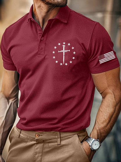 Men's Retro Faith Casual Printed Polo Shirt