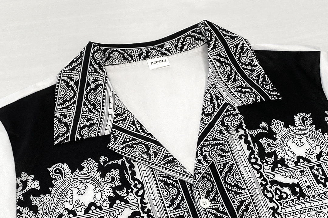 Black Embroidered Print Design 2-Piece Walking Set