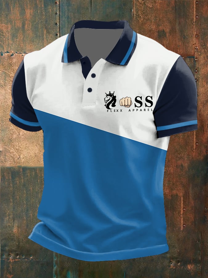 Men's Stylish Casual Business Casual Contrast Color Polo Top