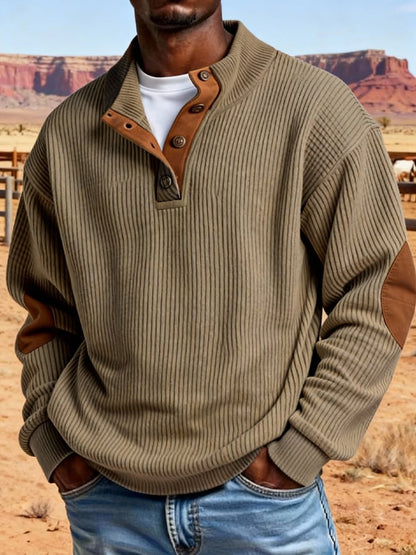 Men's vintage corduroy stand-collar sweatshirt