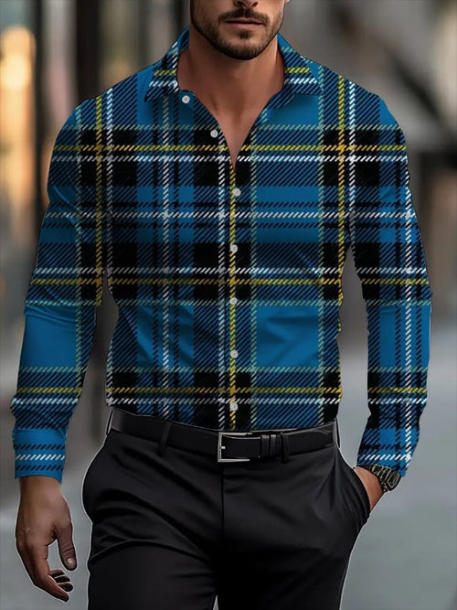 Men's Business Casual Striped Long Sleeve Shirt