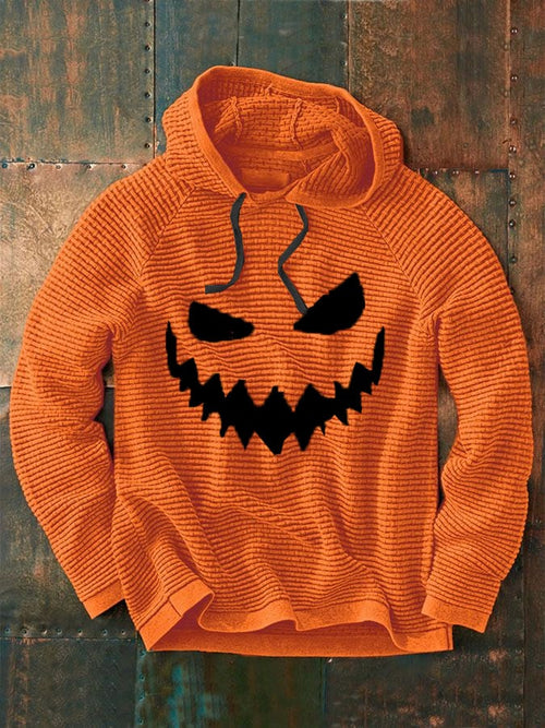 Men's Halloween Grimace Print Casual Hooded Sweatshirt