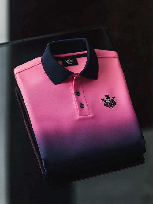 Men's Classic Business Logo Button Short Sleeve Polo Shirt