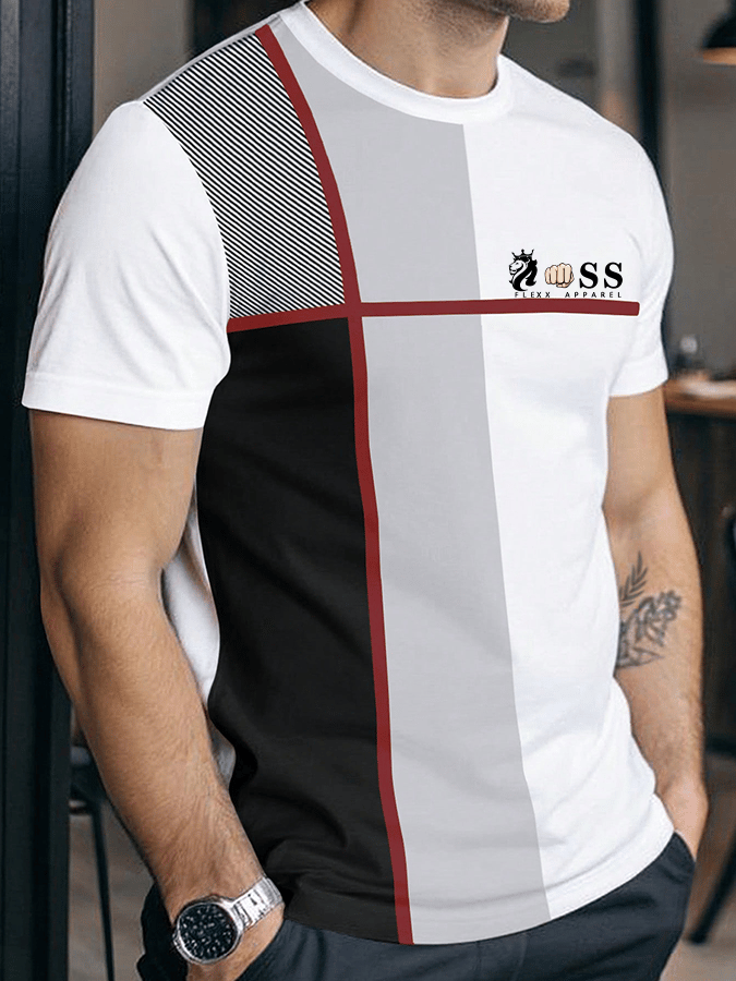 Men's Retro Letter Print Crew Neck T-Shirt