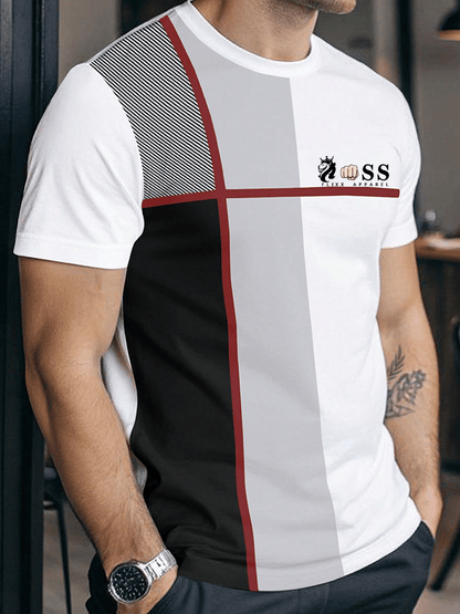 Men's Retro Letter Print Crew Neck T-Shirt