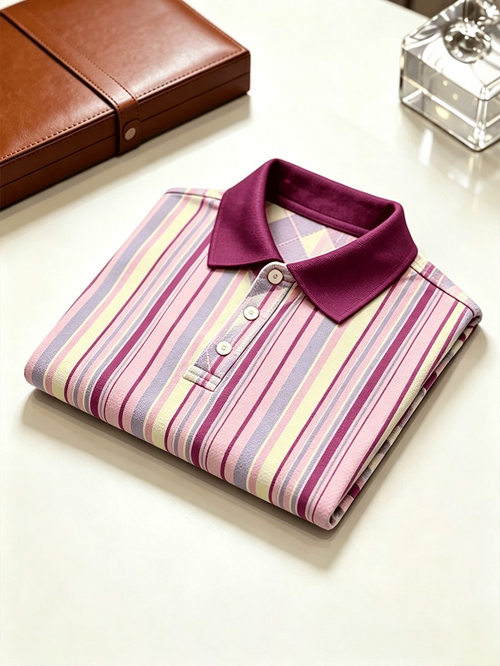 Men's Business Colorblock Plaid Print Polo Shirt