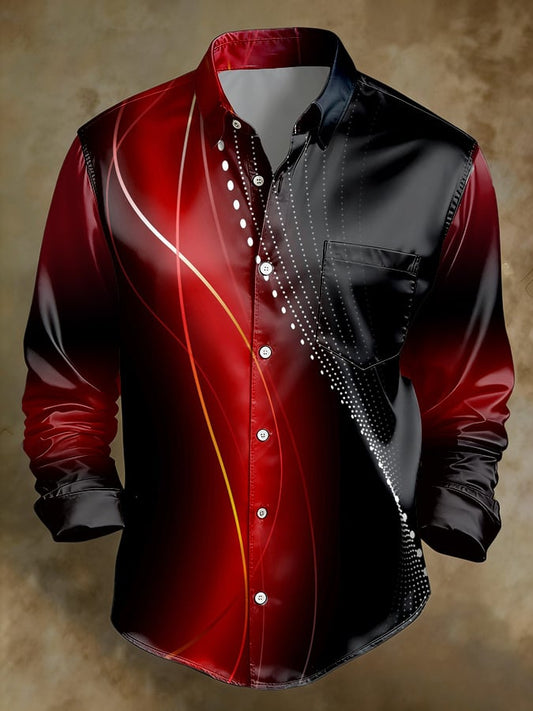 Men's Casual Retro Gradient Pocket Shirt