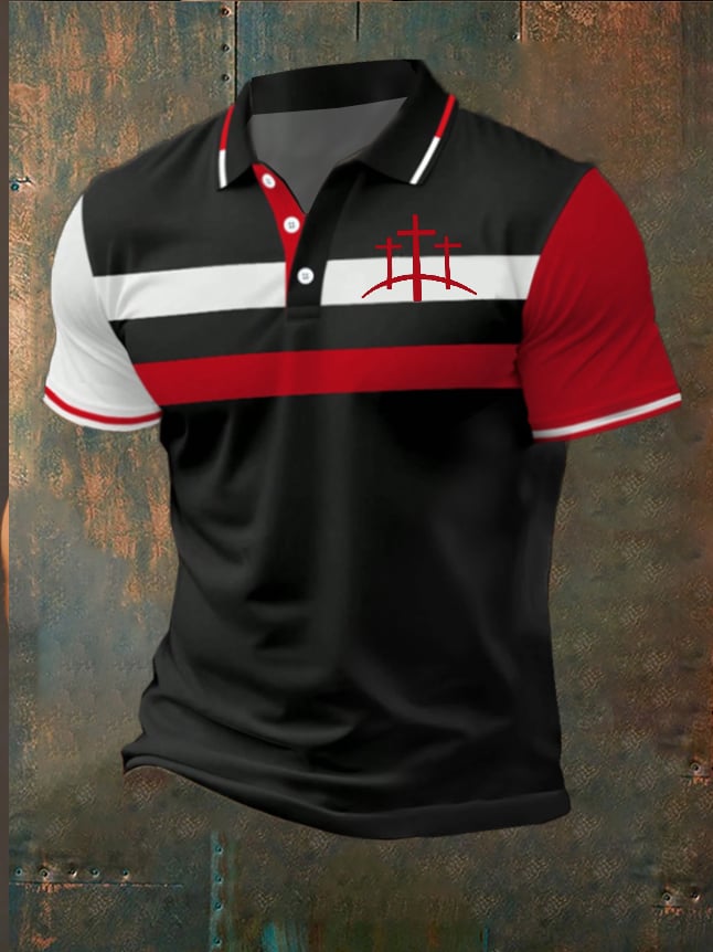 Men's Fashion Casual Faith Contrast Color Polo