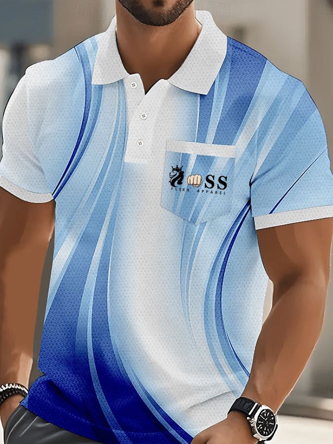 Men's Fashion Business Letter Printed Casual Polo Shirt