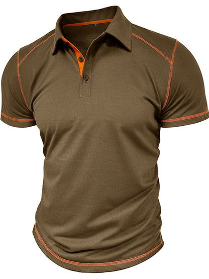 Men's Color Blocking Polo Collar Short Sleeved Polo Shirt