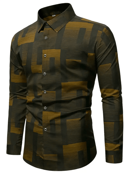 Men's Geometric Design Business Casual Shirt