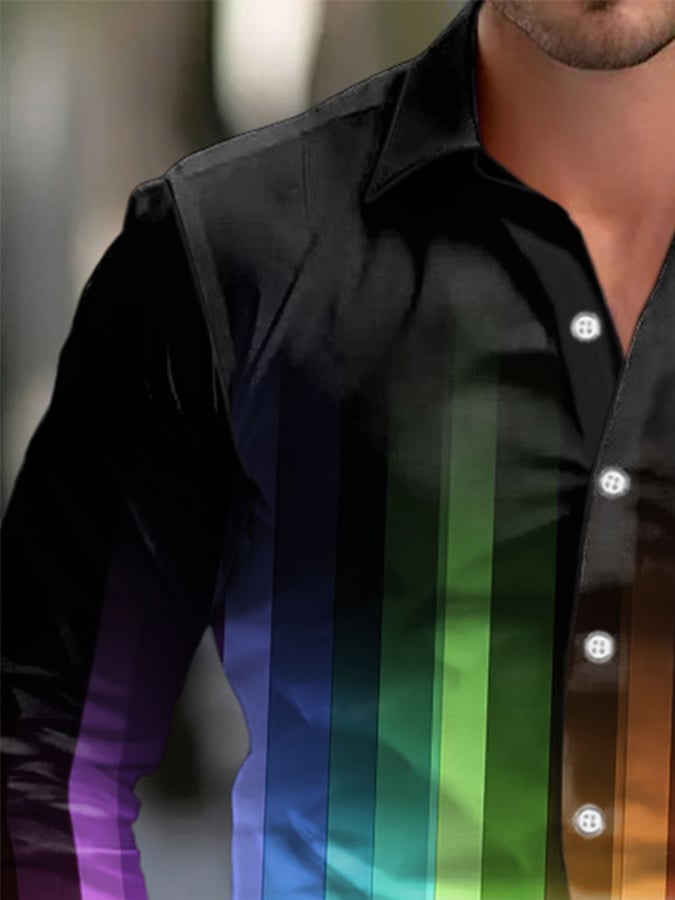 Men's Business Style Rainbow Gradient Shirt
