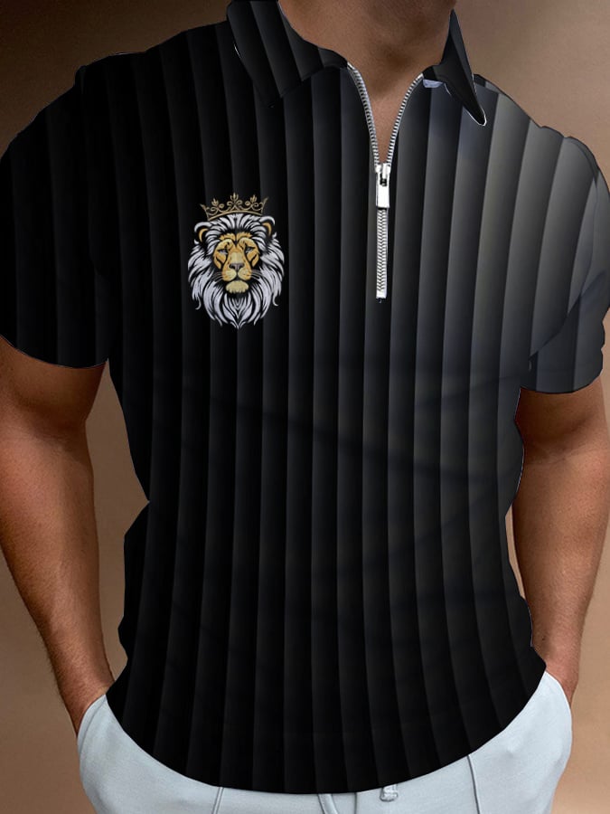 Casual Men'S Zipper Polo