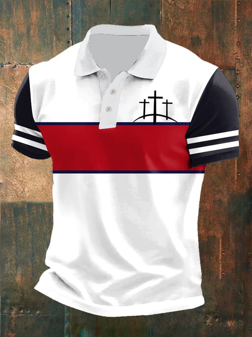 Men's Casual Contrast Color Faith Polo