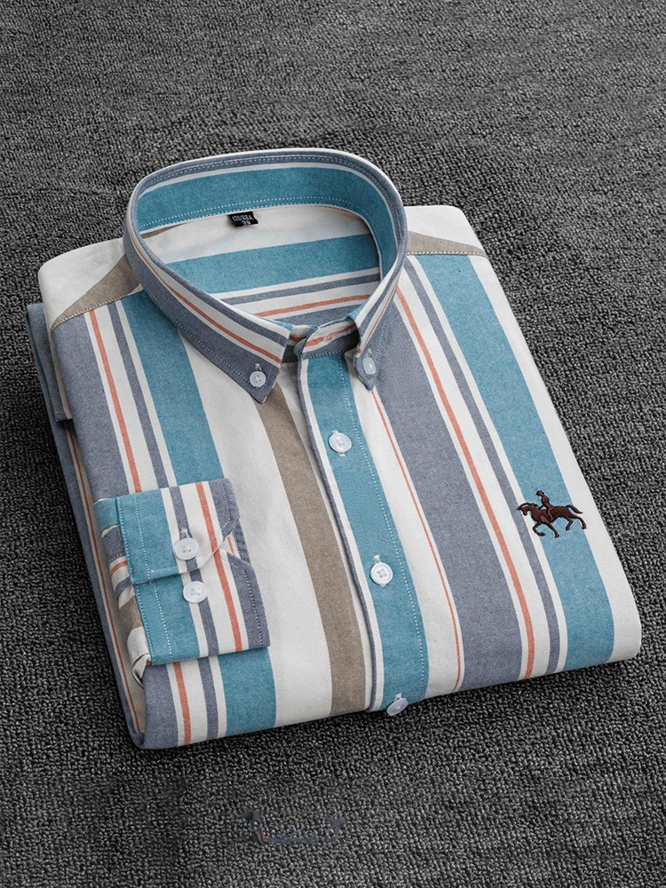 Men's Cotton Oxford Long Sleeve Business Shirt
