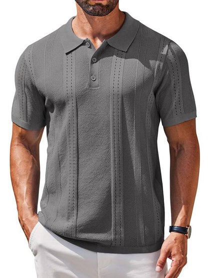 Men's Business Casual Striped Sleeve Polo Shirt