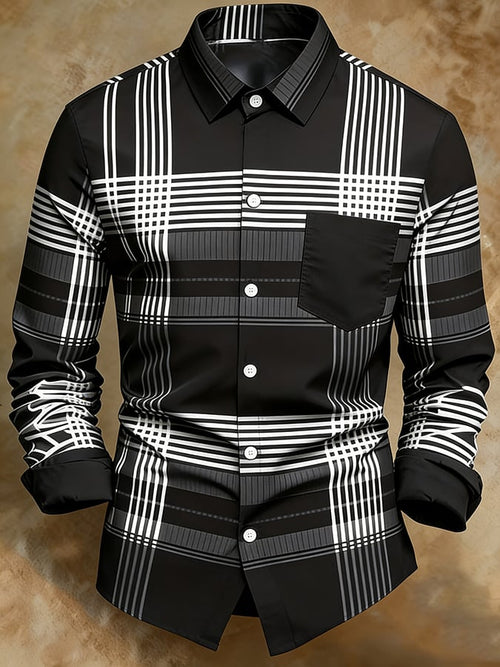 Men's Retro Abstract Art Print Comfortable Business Style Shirt