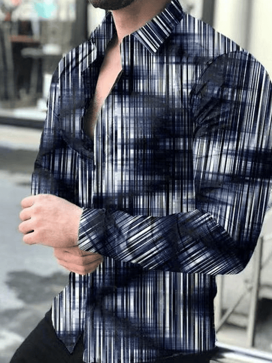Men's Business Casual Striped Long Sleeve Shirt