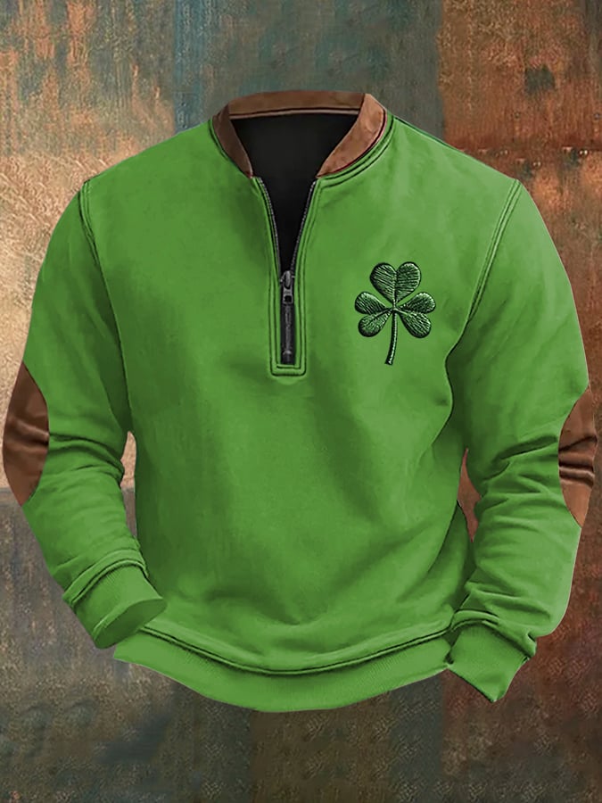 Men's St. Patrick's Day Print Zip-Up Sweatshirt