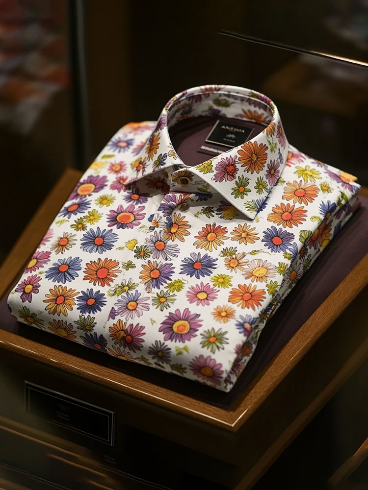 Men's Business Luxury Floral Print Short-sleeved Shirt