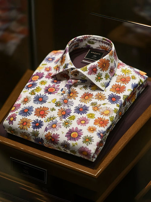 Men's Business Luxury Floral Print Short-sleeved Shirt