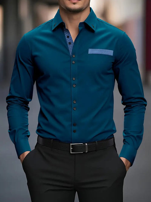 Men's Street Style Business Casual Printed Long Sleeve Shirt