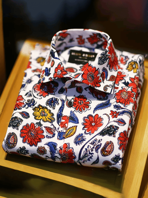 Men's Business Luxury Floral Print Short-sleeved Shirt