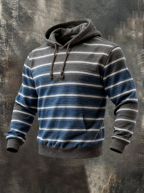 Men's Retro Striped Gradient Hooded Sweatshirt