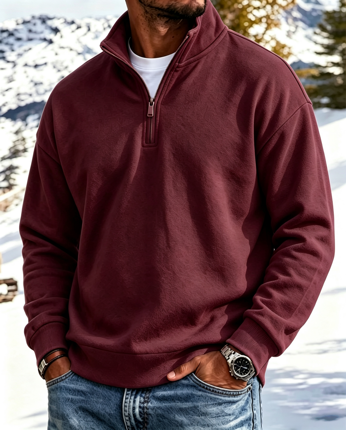 Mivanity Outdoor All-Terrain Zip-Front Polo Sweatshirt