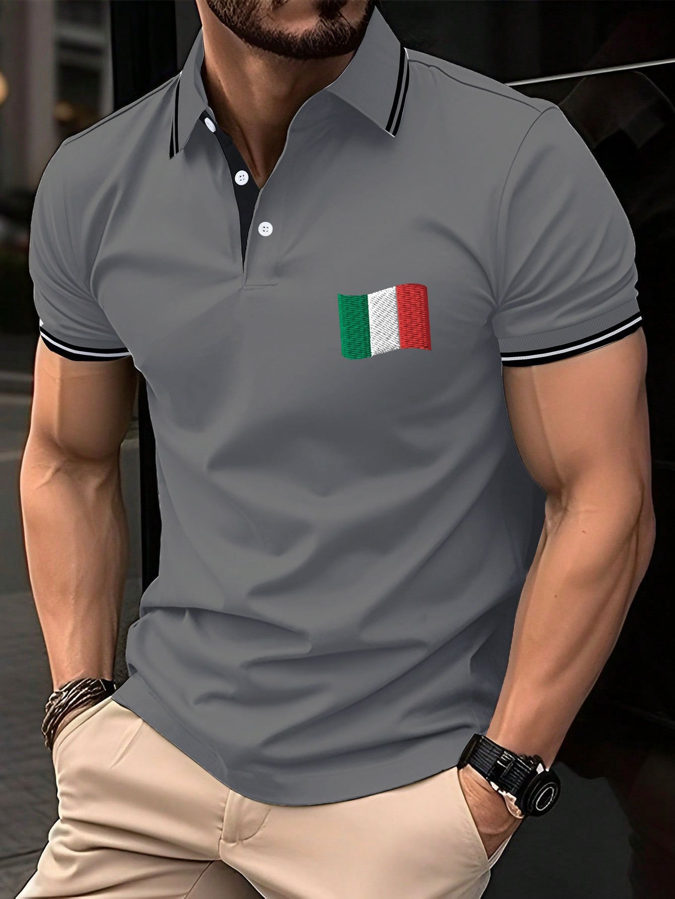 Men's "Italy" printed polo shirt