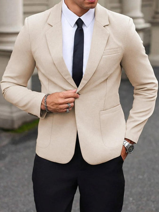Men's Vintage Single-Breasted Solid Color Gentleman's Business Suit Jacket